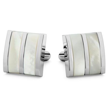 Meraklis | Firkantede Sølvfarvede Perlemor Manchetknapper til mænd