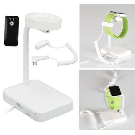 Klokkedisplaystativ med tyverisikring, fjernkontroll, 90 dB alarm, IR-opplåsing, magnetisk hurtiglading for utstilling