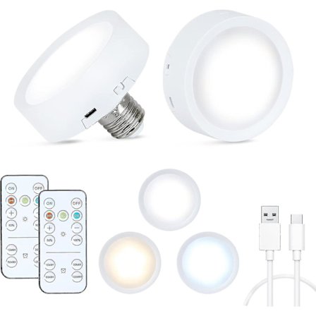 4-pak batteri-drevne lyspærer, trådløse og dimmbare