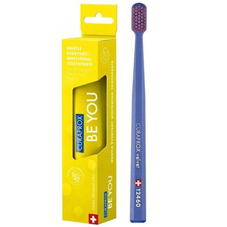 Ultra mjuk tandborste - Curaprox - CS 12460 velvet - 12460 strån - + tandkräm grapefrukt bergamot 60ml