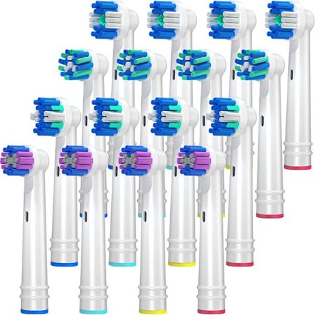 borstar med 16 delar för Oral B-vit, tandborsthuvuden för elektriska