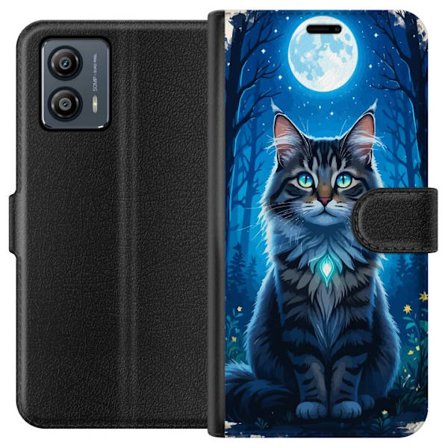 Kompatibelt Lommeboketui til Motorola Moto G53 Katt månsken