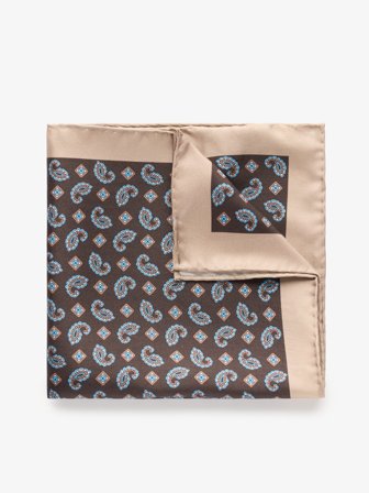 John Henric Men's Braunes Einstecktuch Paisley Size Onesize