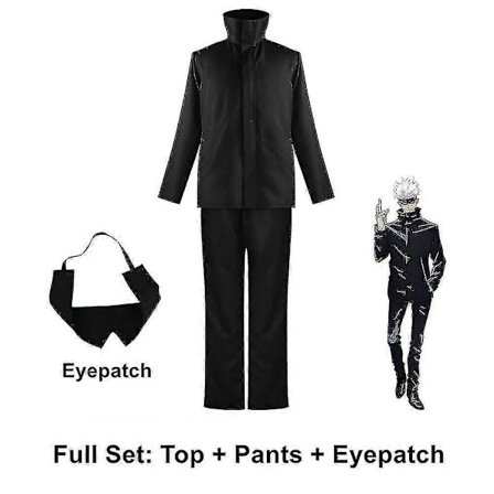 Svart Anime Jujutsu Kaisen Satoru Gojo Cosplay Kostyme Skoleuniform Dress-WELLNGS