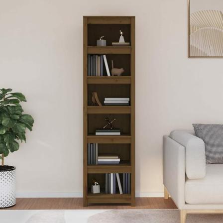 Vidaxl Bokhylla Honungsbrun 50x35x183 Cm Massiv Furu Brun