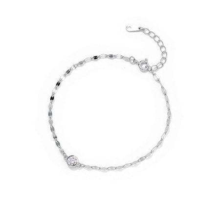 Armbånd, S925 Sterling Sølv Skinnende Glitrende Paljett Zirkon Allsidig Mote Smykke for Kvinner