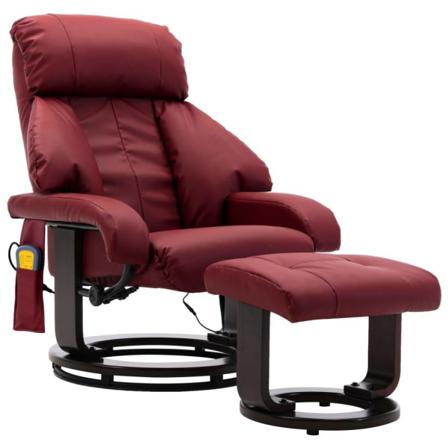 Vidaxl Massagefåtölj Vinröd Konstläder Röd