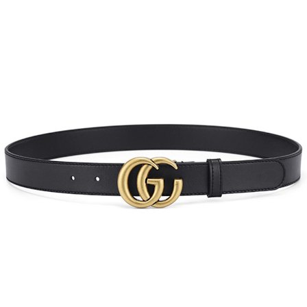 Dubbel G-bälte för damer, trendigt och mångsidigt svart bälte med GG-spänne i guld