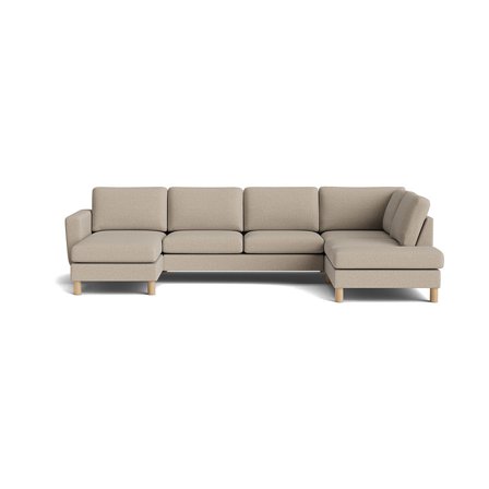 Luksuriøs Haven U-sofa, venstrevendt, Aurora Beige - 327x206x86cm - Komfortabel U-sofa med koldskum, fyrretræ & spånplade for optimal støtte