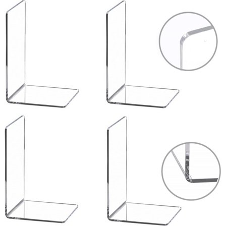 4-delt Bokstøtter, Klar Akryl Bokhylle Bokstøtter, Heavy Duty Bokstøtter og Skrivebordsarrangør, Bok/Film/CD Bokstøtter, 1