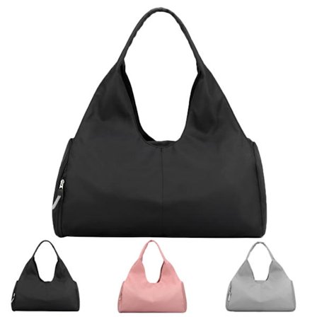 Sports Gym Bag Duffel Totes med skofack og våt lomme for kvinner og menn, Svart