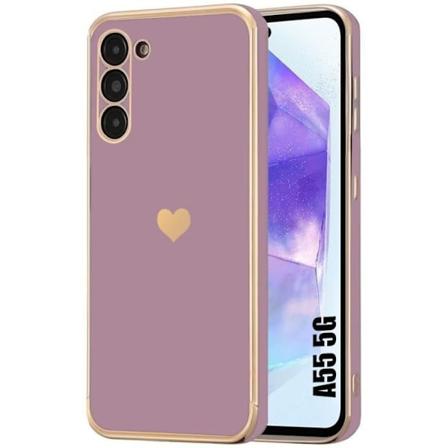 Fodral till Samsung Galaxy A55 5G - Hjärtmönster Anti-Scratch Mjuk TPU Lila Lila