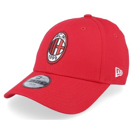 New Era - Football Rot Adjustable Cap - Kids AC Milan Core 9FORTY Scarlet Adjustable @ Hatstore