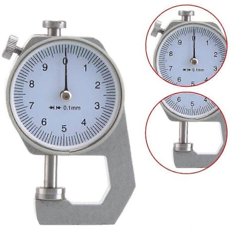 Digital tjockleksmätare, rund urtavla, 0,01 mm, noggrannhet för papper, läder, plåt