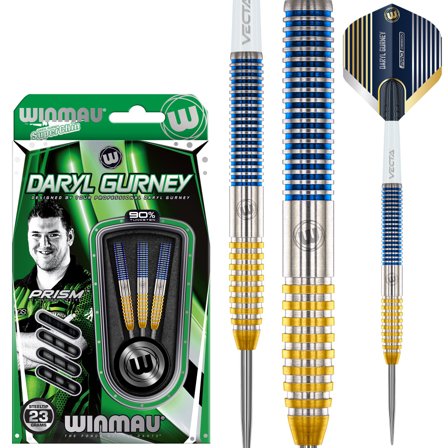 Winmau Darts Daryl Gurney SC 1.0 Series 23g Steel Tip Darts - Blue/Gold/Silver, Professional Tungsten Darts, SuperChin