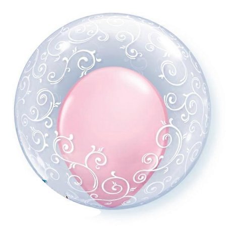 Qualatex 24 tommer Deco Fancy Filigree Enkel Klar Bubble Ballong Klar/Hvit One Size