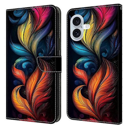 Kompatibel med iPhone 16 Lærveske Mønstertrykk Lommebok Stativ Flip Telefondeksel-lingling}