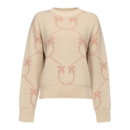 Pinko, Round-neck Knitwear Beige, Dames, Maat:S,alpaca