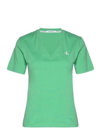 Micro Monologo Slim V-Neck Tee T-shirts & Tops Short-sleeved Grønn Calvin Klein Jeans*Betinget Tilbud