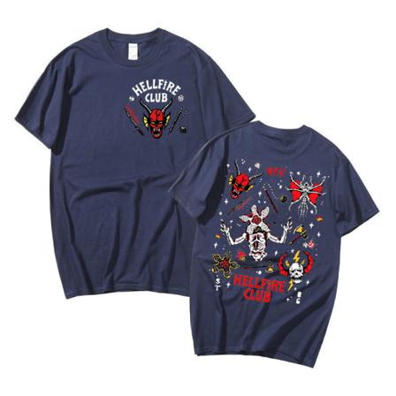 Hellfire Club Print Fashion T-shirt Toppar För Män Och Kvinnor Navy Blue M