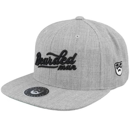 Bearded Man - Grå snapback Keps - Retro Script 3D Logo Heather Grey Snapback @ Hatstore