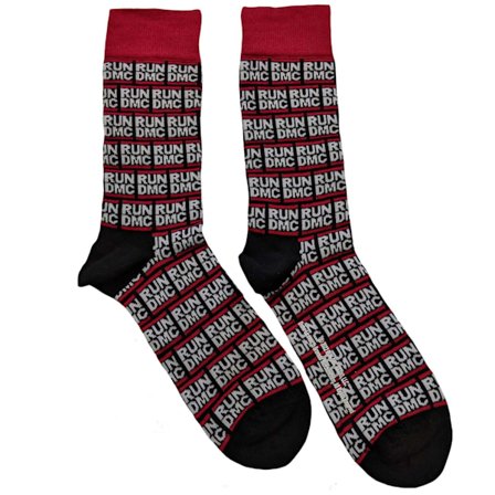 Run DMC Unisex Adult Repeat Logo Socks 7 UK-11 UK Svart/Röd/Vit