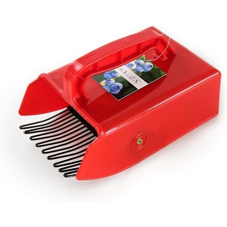 Blåbær- og bjørnebærkam, bærplukker med metallkam, 22 x 14 cm (rød)