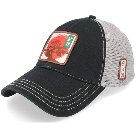 Yapan - Bonsai Tree 111 Split Black/Charcoal Trucker Trucker Black Cap - @ Hatstore