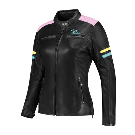 Motorjas Dames Rusty Stitches Joyce v2 Zwart/Pastel 42