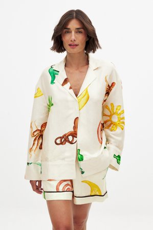 NA-KD V Neck Oversized Shirt - Sommertøj - Flerfarvet - EU 32