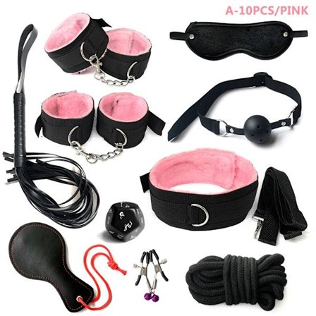 BDSM-kit, Sex Bondage Set, Handbojor, Piska, Nippelklämmor, Erotiska Sexleksaker för Kvinnor, Par, Vuxen Sex Shop, Anal Dildo Svans