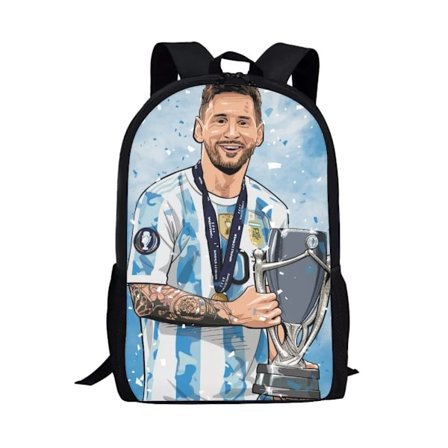 Messi Rygsæk Fodboldspiller Teen Drenge Lynlås Skole Taske