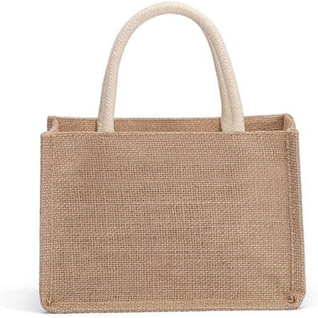 (Størrelse: 9,0" x 6,3" x 5,1") Jute Tote Bags med Håndtag Naturlig Li