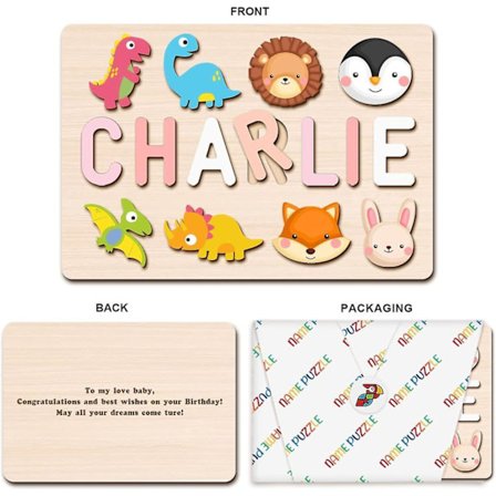 Personligt namnpussel för barn med fjäril - Dekoration till barnrum - Anpassad present till barn
