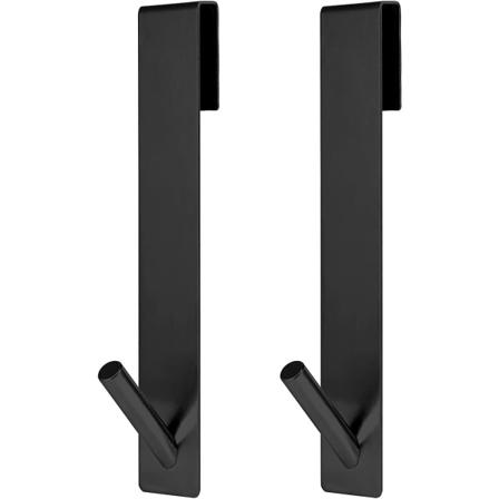 uusi tyyli 2kpl 18cm suihkuoven koukut, ruostumaton teräs ei poraa pyyhkeenripustinkoukkuja kehyksettömässä suihkuovessa kylpyhuoneeseen musta