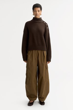 Soft Goat - Button turtleneck - Women cashmere sweater - XL - Mocha