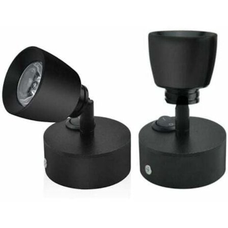 2 stk. LED læselampe 12V 3W - Sort indvendig væglampe med kontakt - Fleksibel belysning 180 ° RV Til båd campingvogn autocamper yacht van (varm hvid).