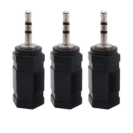 3 stk. 3,5 mm hann til 2,5 mm hunn stereo jack lydplugg adapter for hodetelefoner lyd aux-kabler