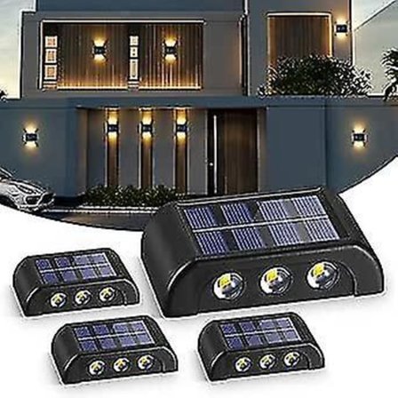 4-pack Solcellsbelysning för Vägg, Utomhus, 6 LED Solcellsstaketlampor