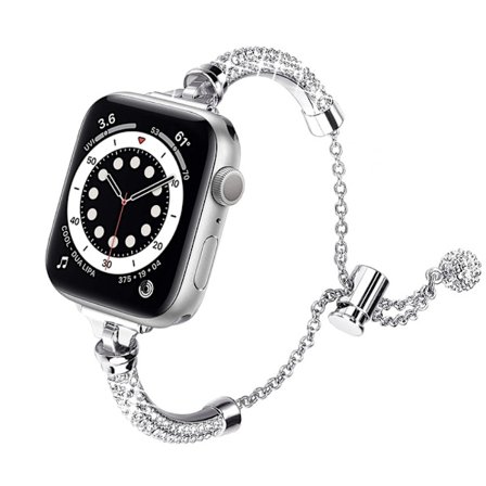 Apple Watch (45 mm) elegant urrem med rhinsten - Sølv