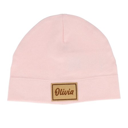 Kinder Babybugz - Rosa traditionalbeanie Mütze - Kinder Baby Engraved Suede Patch Powder Pink Beanie @ Hatstore