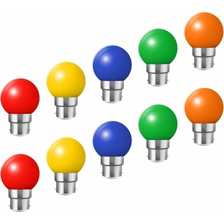 B22 Bajonettilamput - 10 kpl 2W Festoon LED-lamppu (20W vastaava), energiaa säästävä värikäs lamppu