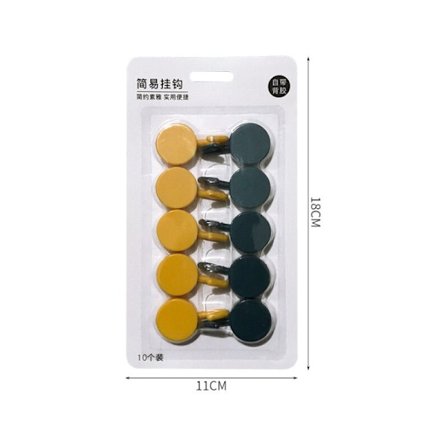 Selvklebende veggkrok Selvklebende dørkroker for kjøkken Bad Soverom Gang Klesskap Kontor Runde kroker (10 stk, mørkeblå + gul)