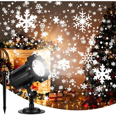 Julprojektorlampor för utomhusbruk - Vattentäta, justerbara LED-snöflingor, ingen fjärrkontroll