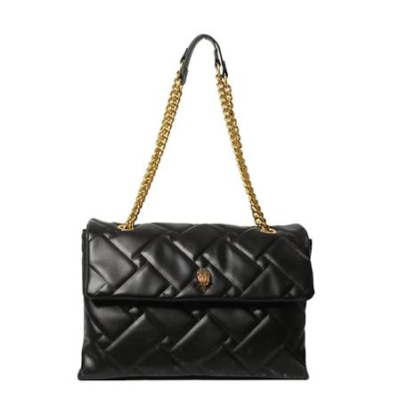 Sort Kurt Geiger Håndtaske Stor Rhombus Stor Skuldertaske til Kvinder Casual Crossbody Ko Læder UK Damer Mærke Tasker Pung