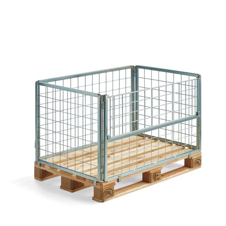 Gitter-Palettenrahmen VOLUME, 1200 x 800 x 600 mm, klappbare Langseite