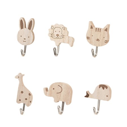 Naturlig Trä Tecknad Väggkrok Säker Design för Barnrumsförvaring