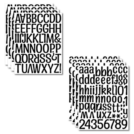 Ark med selvklæbende bogstaver til at sætte på, klistermærker med store og små bogstaver, KLB