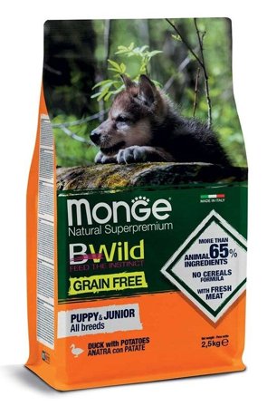 Monge B Wild Grain Free Con Anatra/Patate Cibo Secco Per Cuccioli