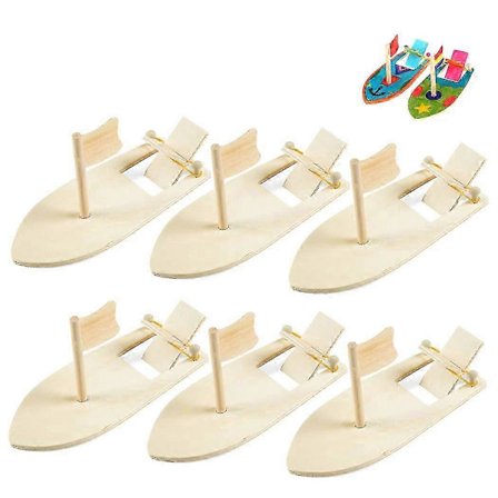 6 st Träbåtsleksak Kreativ Tom Måla DIY Pedagogisk Leksak Hantverk DIY Trä SZRH A-S